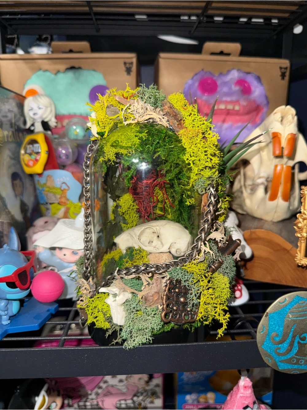Decorative Moss Dome with Green and Yellow Accents - Home Accents